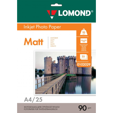 Бумага A4 Lomond Матовая  односторонняя 90 гр/м2    25л. (0102029)